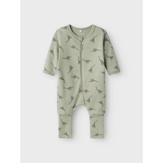Name IT Baby - Jungen Nbmnightsuit 2p Zip Ff Green Dino Noos Schlafanzug, Agave Green, 68 EU