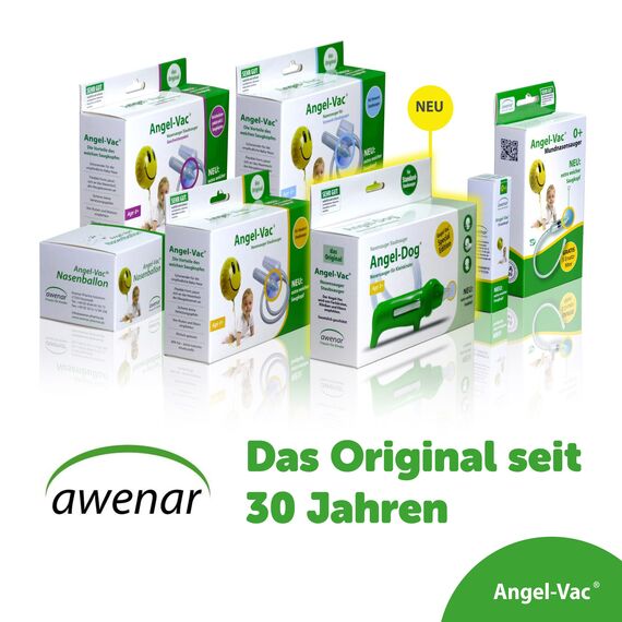 Angel-Vac® Nasensauger Baby [für Standard-Staubsauger] - Baby Nasenreiniger mit weichem Saugkopf für Kinder ab 0 Jahre - [klinisch getestet] - der Original Nasensauger für Staubsauger seit 30 Jahren