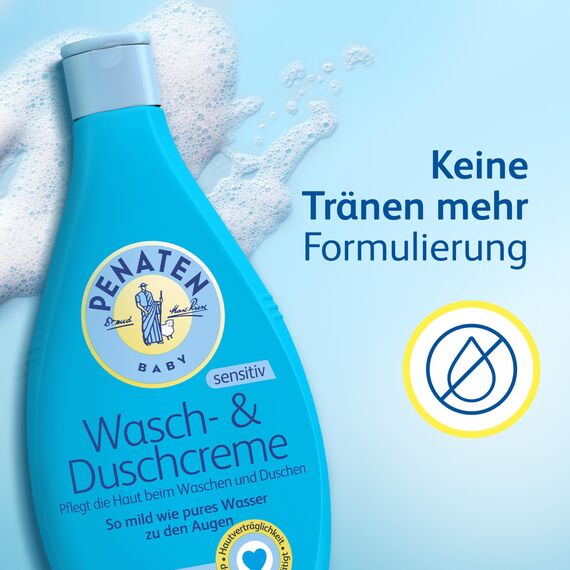 Penaten Wasch- & Duschcreme mildes Baby Duschgel & Baby Shampoo ohne Parabene & Farbstoffe speziell für Neugeborene entwickelt,400ml