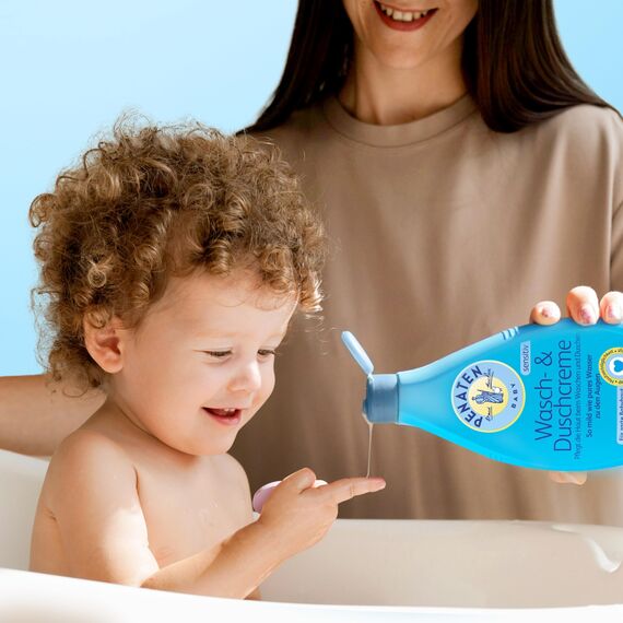 Penaten Wasch- & Duschcreme mildes Baby Duschgel & Baby Shampoo ohne Parabene & Farbstoffe speziell für Neugeborene entwickelt,400ml