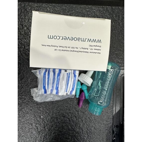 Nasendusche Set, Nasenspülkanne zur Nasenreinigung und Nasenspülung，BPA-frei, 300 ml, mit 30 Nasenwasch-Salzpaketen und Aufkleberthermometer(Grün)