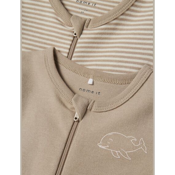 Name IT Unisex Baby Nbnnightsuit 2p Zip Ff Y/D Core 2 Noos Schlafanzug, Pure Cashmere, 56 EU