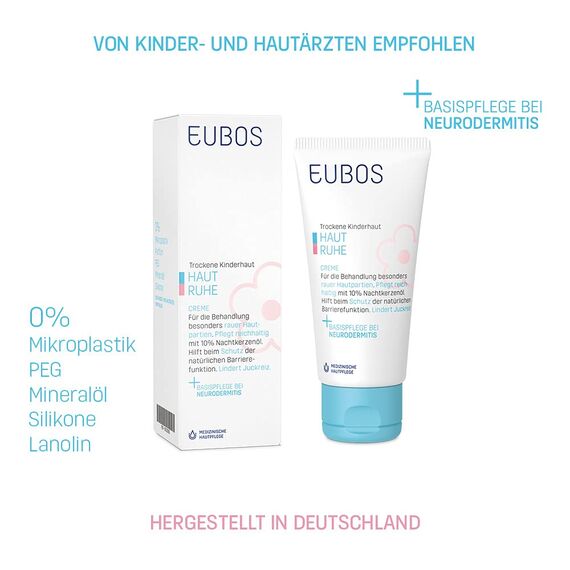Eubos | HAUT RUHE Creme | 50ml | für trockene, empfindliche Kinder- und Babyhaut, auch Therapie begleitend bei Neurodermitis | Wirksamkeit & Verträglichkeit dermatologisch bestätigt (Packung mit 2)