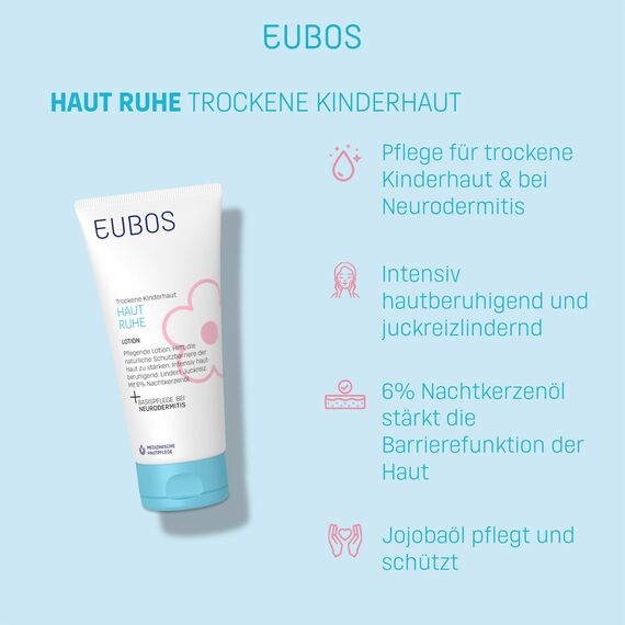 Eubos | HAUT RUHE Körperlotion | 125ml | für empfindliche und trockene Kinderhaut | Hautvertäglichkeit dermatologisch bestätigt | mit Jojobaöl (Packung mit 2)