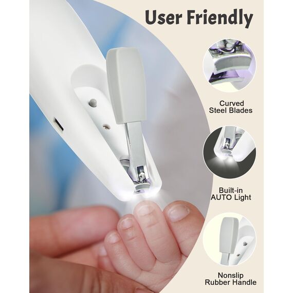 Lictin Baby Nagelfeile Elektrisch, Elektrische Nagelfeile Baby mit 6 Schleifkopf, 26 in 1 Baby Nagelset mit LED Licht, Nagelpflegeset Elektrisch für Babys, Kleinkind, Erwachsene, USB Laden, Grau