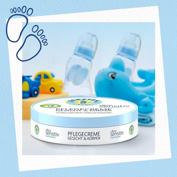 PENATEN Ultra Sensitiv Pflegecreme Gesicht & Körper (100ml) parfümfreie Baby Gesichtscreme & Körpercreme, schützende & pflegende Feuchtigkeitscreme für hochsensible, zu Neurodermitis neigende Babyhaut