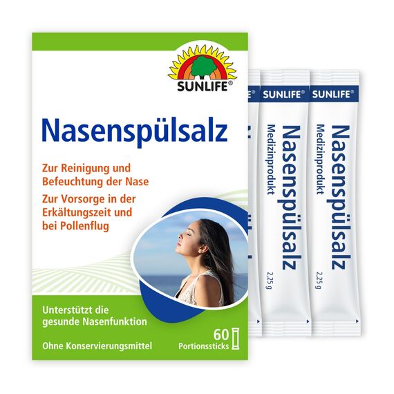 SUNLIFE Nasenspülsalz: Nasenspülung zur Reinigung verstopfter Nase, 60 Sticks à 2,25g