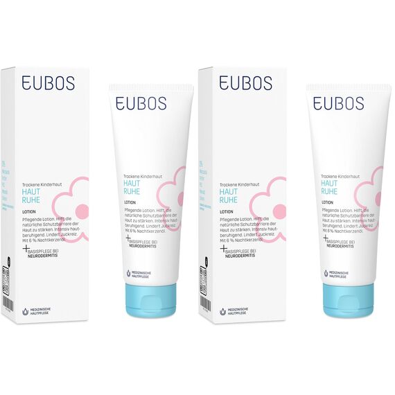 Eubos | HAUT RUHE Körperlotion | 125ml | für empfindliche und trockene Kinderhaut | Hautvertäglichkeit dermatologisch bestätigt | mit Jojobaöl (Packung mit 2)