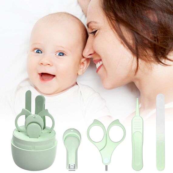 HyAdierTech Babypflege Set mit Baby Nagelschere, für Fingernägel und Fußnägel mit Nagelknipser, Nagelschere, Nagelfeile und Pinzette für Kinder und Neugeborene in süßer Eule Geschenk-Verpackung