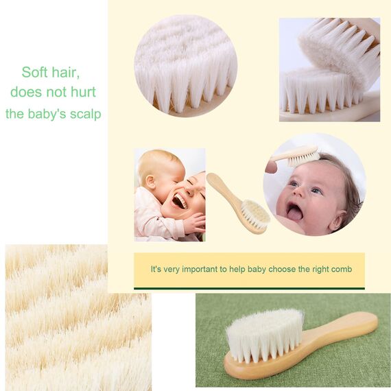 Molylove Baby-Haarbürste mit Holzgriff und superweichen Borsten Natur-Pur