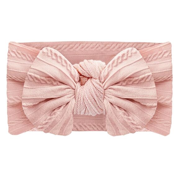 2 Stück Baby Turban Stirnband Baby Mädchen Nylon Stirnbänder Baby Schleife Stirnband Weiche Schleife Kopfbedeckung Elastische Haarbänder für Neugeborene, Kleinkinder (Rosa und Weiß)