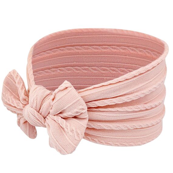 2 Stück Baby Turban Stirnband Baby Mädchen Nylon Stirnbänder Baby Schleife Stirnband Weiche Schleife Kopfbedeckung Elastische Haarbänder für Neugeborene, Kleinkinder (Rosa und Weiß)