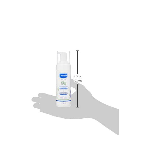 Mustela Shampoo Mousse für Milchkruste, Haare, Babys, Kinder, die ganze Familie - Hilft bei der Beseitigung von Milchkruste, sanfte Reinigung, nicht brennend (150ml)