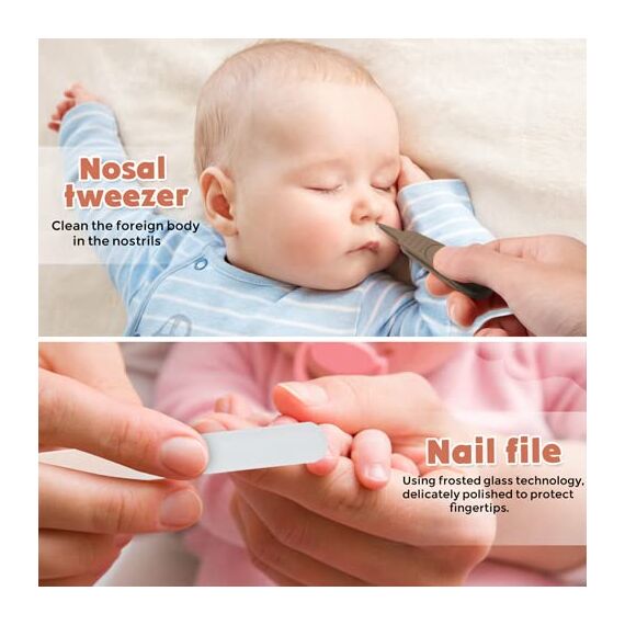 Baby 4in1 Pflege-Set für Fingernägel und Fußnägel mit Nagelknipser, Nagelschere, Nagelfeile und Pinzette für Kinder und Neugeborene in süßer Geschenk-Verpackung