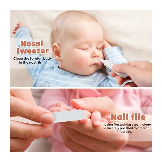 Baby 4in1 Pflege-Set für Fingernägel und Fußnägel mit Nagelknipser, Nagelschere, Nagelfeile und Pinzette für Kinder und Neugeborene in süßer Geschenk-Verpackung