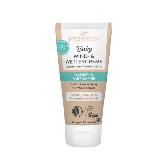 MABYEN Wind- und Wettercreme 50 ml | ÖKO-Test Sehr gut - Babycreme Körper und Gesicht - Zertifizierte Naturkosmetik - Natrue, Vegan, Parfümfrei, Wasserfrei.