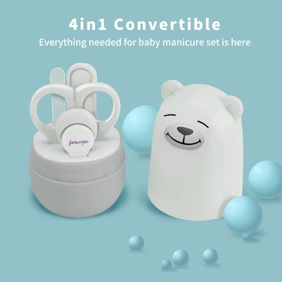 Baby 4in1 Pflege-Set für Fingernägel und Fußnägel mit Nagelknipser, Nagelschere, Nagelfeile und Pinzette für Kinder und Neugeborene in süßer Geschenk-Verpackung