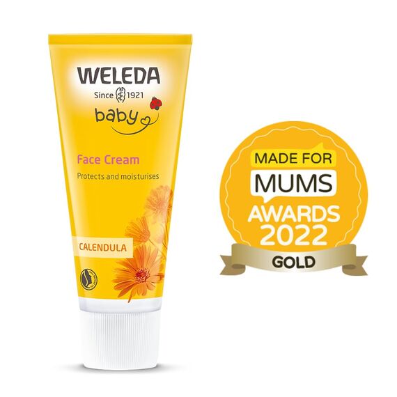 WELEDA Bio Baby Calendula Gesichtscreme - Naturkosmetik Feuchtigkeitscreme mit Mandelöl & Bienenwachs zur Pflege von trockener Haut. Natürliche Gesichtspflege Creme für Babys & Kinder (1x 50ml)