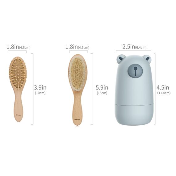 Baby 6 in1 Pflege-Set, natürliche hölzerne Haarbürste und Kamm Nagelschere, Nagelfeile und Pinzette für Kinder und Neugeborene in süßer Geschenk-Verpackung