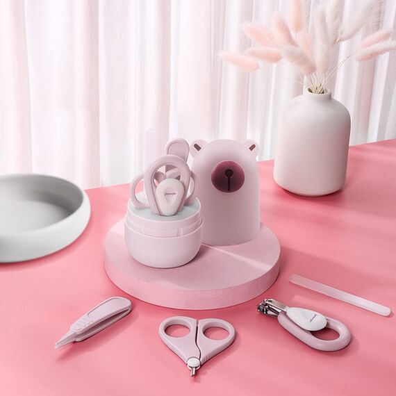 Baby Nail Clippers Set, Baby Nail Kit with Cute Case, Infant Manicure and Pedicure Health Grooming Care Can for Newborn, Kids and New Parents As Shower Gifts (Light Pink)