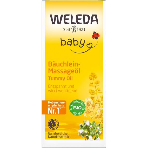 WELEDA Bio Baby Bäuchlein Massageöl, Naturkosmetik Massage Öl gegen Bauchschmerzen und Krämpfe von Babys und Kleinkindern, Pflegeöl zur Verdauungsförderung (1 x 50 ml) (Packung mit 2)