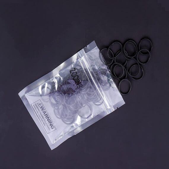 ZCOINS 100 Pack Schwarz Mini Kleine Haargummis, Dünne elastische Haarbänder für feine Strähnen, Zöpfe & Kinderfrisuren, Unsichtbare Haargummis für Mädchen & Kleinkinder