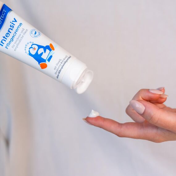 PAEDIPROTECT Intensiv Pflegecreme 75ml, spendet Feuchtigkeit bei trockener & gereizter Haut, lindert Juckreiz und beugt Entzündungen vor, parfümfreie Baby Creme für Gesicht, Körper & Hände, vegan