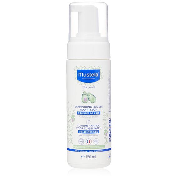 Mustela Shampoo Mousse für Milchkruste, Haare, Babys, Kinder, die ganze Familie - Hilft bei der Beseitigung von Milchkruste, sanfte Reinigung, nicht brennend (150ml)