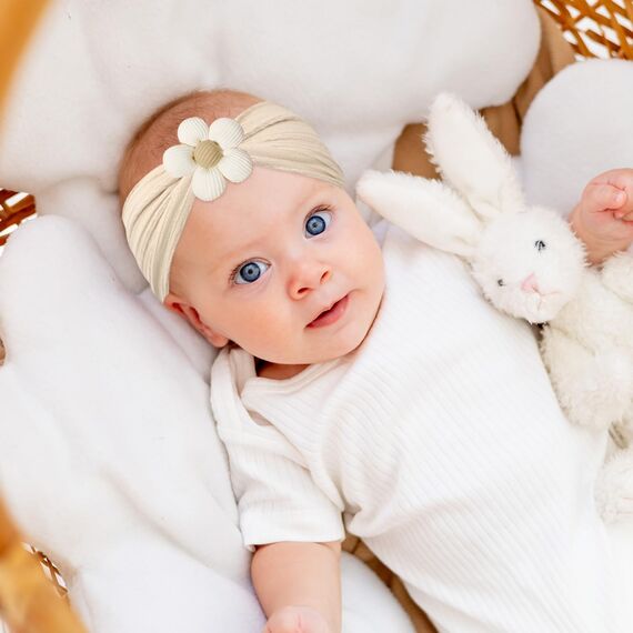 Baby-Blumen-Stirnbänder, 3er-Pack, weiche, dehnbare Haarbänder für Neugeborene und Kleinkinder, Haar-Accessoires für Baby-Mädchen