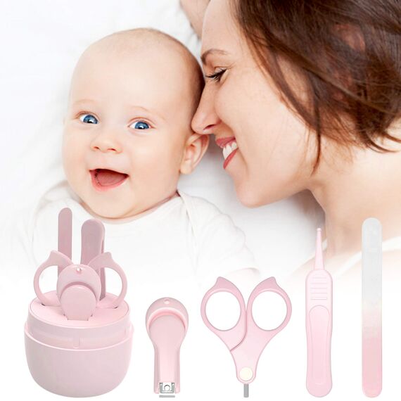 HyAdierTech Babypflege Set mit Baby Nagelschere, für Fingernägel und Fußnägel mit Nagelknipser, Nagelschere, Nagelfeile und Pinzette für Kinder und Neugeborene in süßer Eule Geschenk-Verpackung