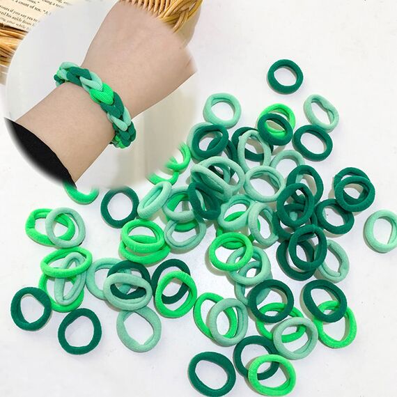 100 Stück Elastisch Haargummis Klein, Baby Haargummis, Soft Baumwolle Mini Haarband, Ohne Metall Haargummis, Pferdeschwanz Inhaber Perfekt für Kinder, Babys, kleine Mädchen, Grün