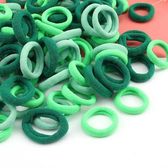 100 Stück Elastisch Haargummis Klein, Baby Haargummis, Soft Baumwolle Mini Haarband, Ohne Metall Haargummis, Pferdeschwanz Inhaber Perfekt für Kinder, Babys, kleine Mädchen, Grün