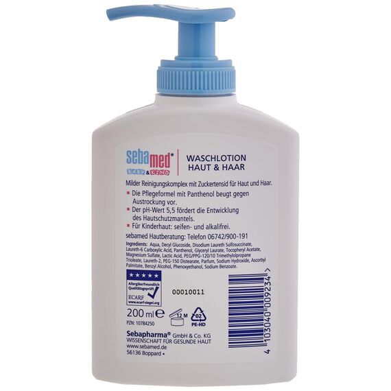 Sebamed Baby und Kind Waschlotion Haut und Haar 3er Vorteilspack, 3 x 200 ml, reinigt zarte Kinderhaut mild, auch bei trockener Haut und Reizungen