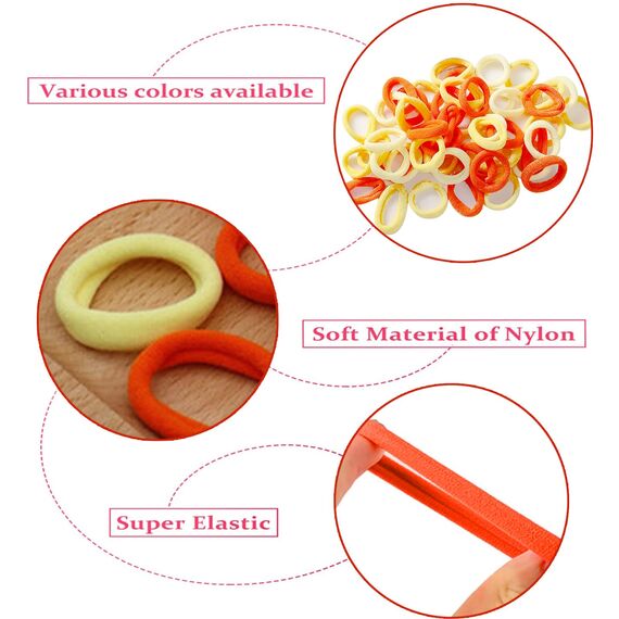 100 Stück Elastisch Haargummis Klein, Baby Haargummis, Soft Baumwolle Mini Haarband, Ohne Metall Haargummis, Pferdeschwanz Inhaber Perfekt für Kinder, Babys, kleine Mädchen, Gelb