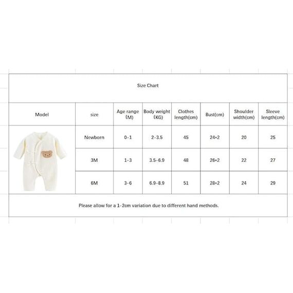 1 Pack Baby Bodysuit, 1-3 Months Neugeborenes Baby warme Baumwolle Bodysuit mit Hut, 100% Baumwolle Kleinkind Homewear verdickt Frühling und Herbst Kleidung (weiß, 1-3 Months)