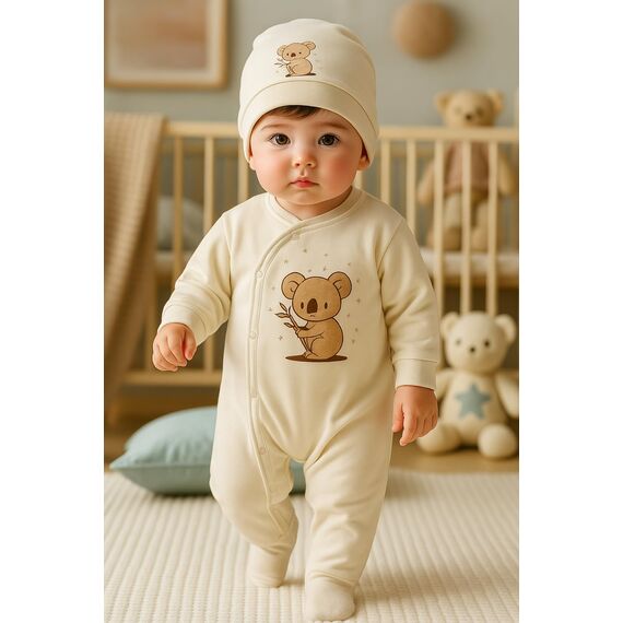 Blue Eyes Baby Geschenk Set – 6 Teiliges Neugeborenen Geschenkbox Set aus 100% Baumwolle, OEKO-TEX, Premium Erstausstattung zur Geburt 0–4 Monate, Unisex für Junge & Mädchen (Koala)
