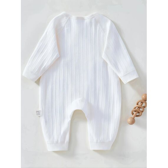1 Pack Baby Bodysuit, 1-3 Months Neugeborenes Baby warme Baumwolle Bodysuit mit Hut, 100% Baumwolle Kleinkind Homewear verdickt Frühling und Herbst Kleidung (weiß, 1-3 Months)