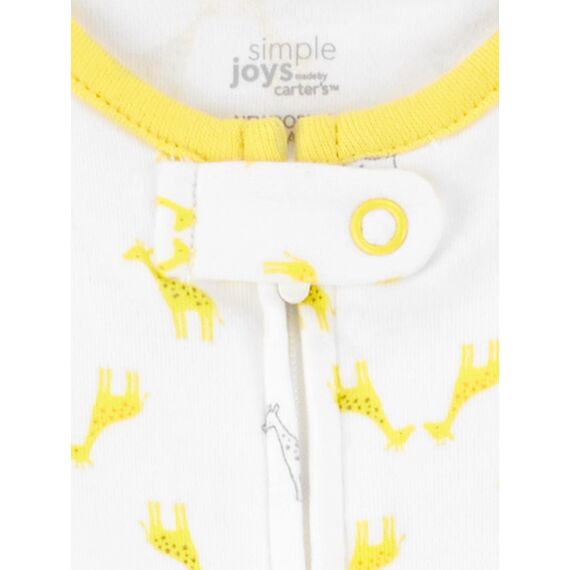 Simple Joys by Carter's Unisex Baby 3-Pack Neutral Sleep and Play Kleinkind-Schlafanzüge, Hellgrau Ministreifen/Weiß Elefant/Giraffe, 3-6 Monate (3er Pack)