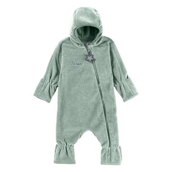 Sterntaler Baby Overall Fleece Unisex - Jumpsuit aus Microfleece Stickerei, Reißverschluss, sowie Hand- und Fußstulpen - steingrün, 56