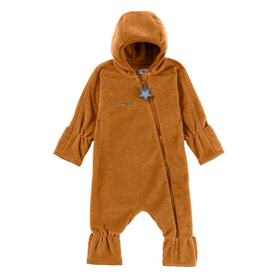 Sterntaler Baby Overall Fleece Unisex - Jumpsuit aus Microfleece Stickerei, Reißverschluss, sowie Hand- und Fußstulpen - goldbraun, 56