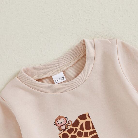 Geagodelia Baby Jungen 1. Geburtstag Kleidung Babykleidung Outfit Set Langarmshirt Sweatshirt + Hose Neugeborene Weiche Babyset 1 Jahr Zweiteiler (Beige, 12-18 Monate)