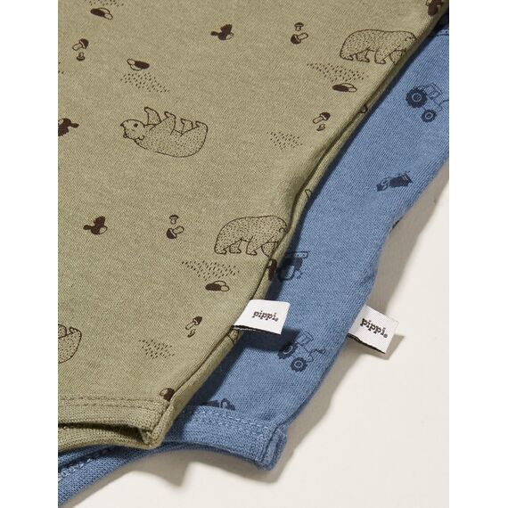 PIPPI Unisex Baby Body SS AO-printed (4-pack) Formender Body, Khaki, 98