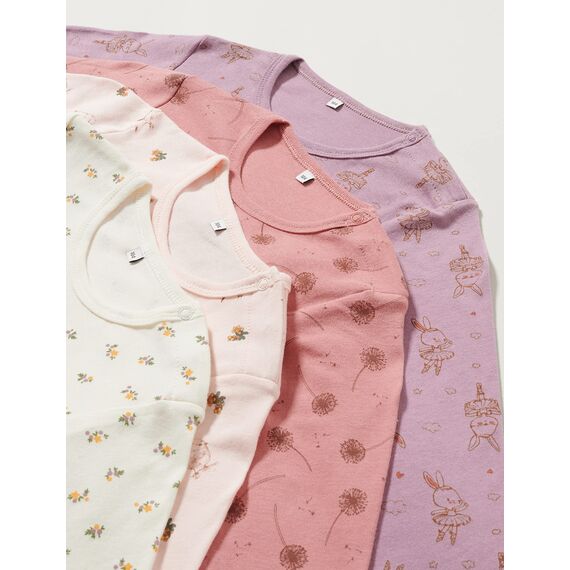PIPPI Unisex Baby Body LS AO-printed (4-pack) Formender Body, Quail, 98