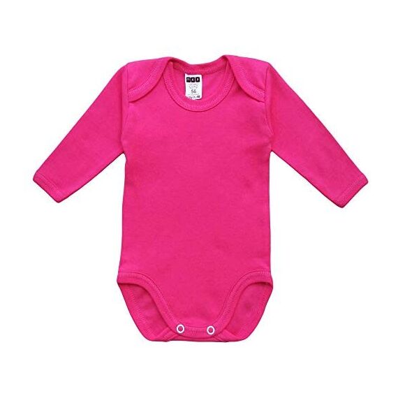 MEA BABY Unisex Langarm Body aus 100% Baumwolle im 5er Pack, Mit Aufdruck für Mädchen und Jungen (56, Mädchen 2)