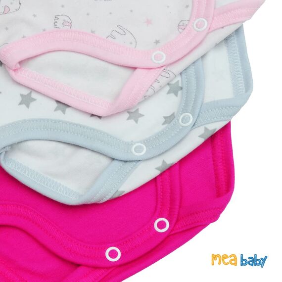 MEA BABY Unisex Langarm Body aus 100% Baumwolle im 5er Pack, Mit Aufdruck für Mädchen und Jungen (68, Mädchen 2)