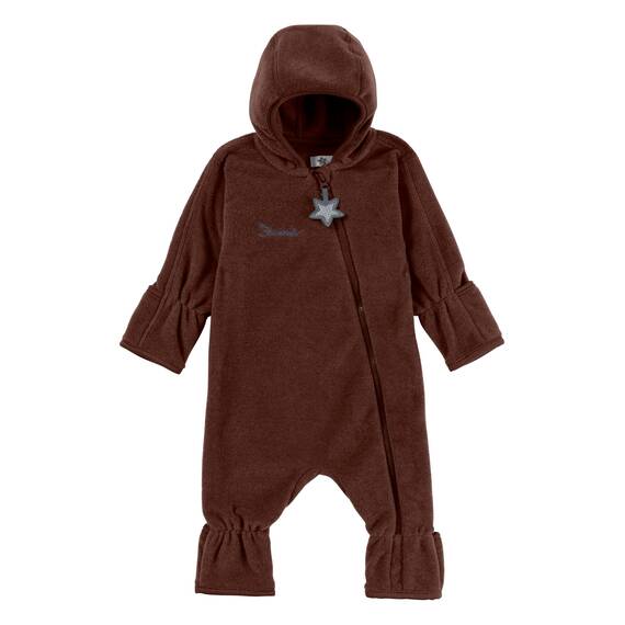 Sterntaler Baby Overall Fleece Unisex - Jumpsuit aus Microfleece Stickerei, Reißverschluss, sowie Hand- und Fußstulpen - dunkelbraun, 86