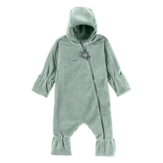 Sterntaler Baby Overall Fleece Unisex - Jumpsuit aus Microfleece Stickerei, Reißverschluss, sowie Hand- und Fußstulpen - steingrün, 86