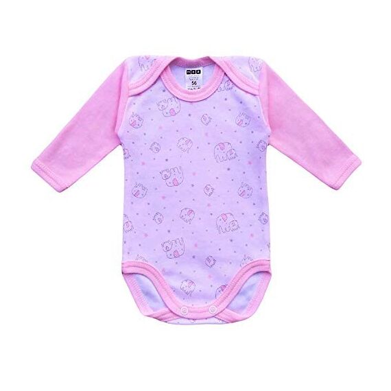 MEA BABY Unisex Baby Langarm Body aus 100% Baumwolle im 5er Pack, Baby Body mit Aufdruck für Mädchen und Jungen (62, Mädchen 2)