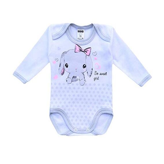 MEA BABY Unisex Baby Langarm Body aus 100% Baumwolle im 5er Pack, Baby Body mit Aufdruck für Mädchen und Jungen (80, Mädchen 2)