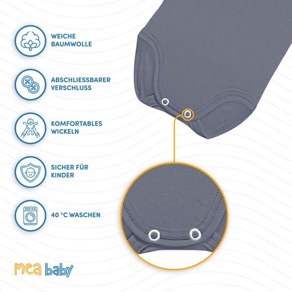 MEA BABY Unisex Baby Langarm Body aus 100% Baumwolle im 5er Pack, Baby Body mit Aufdruck für Mädchen und Jungen (86, Jungen 3)